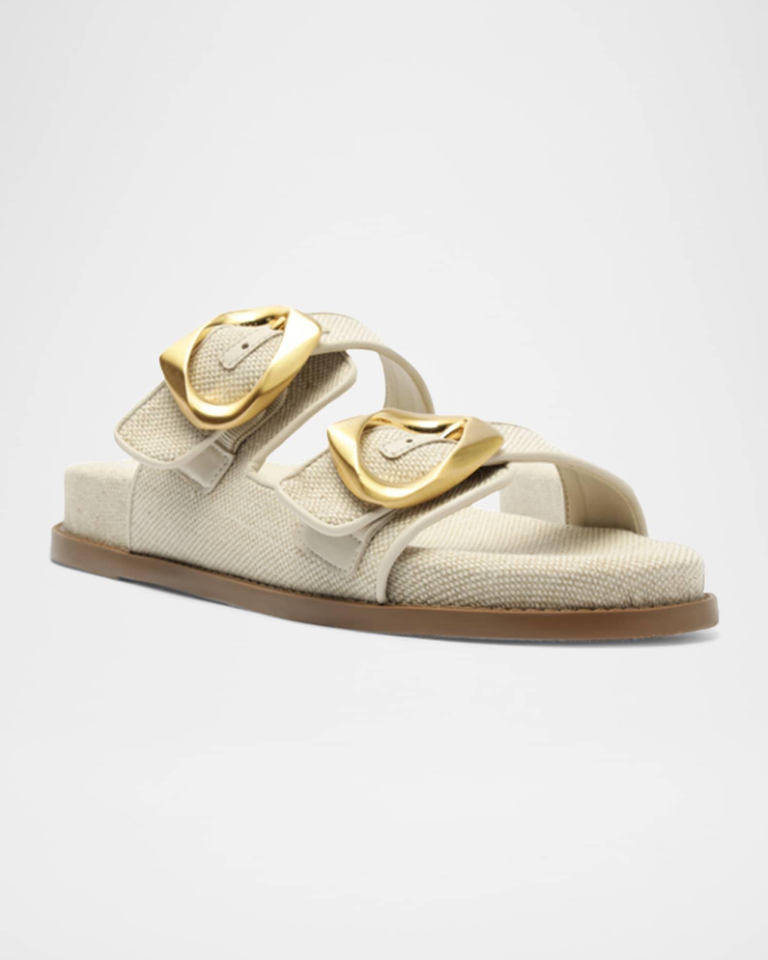 Olga Linen Buckle Sporty Sandals Product Image