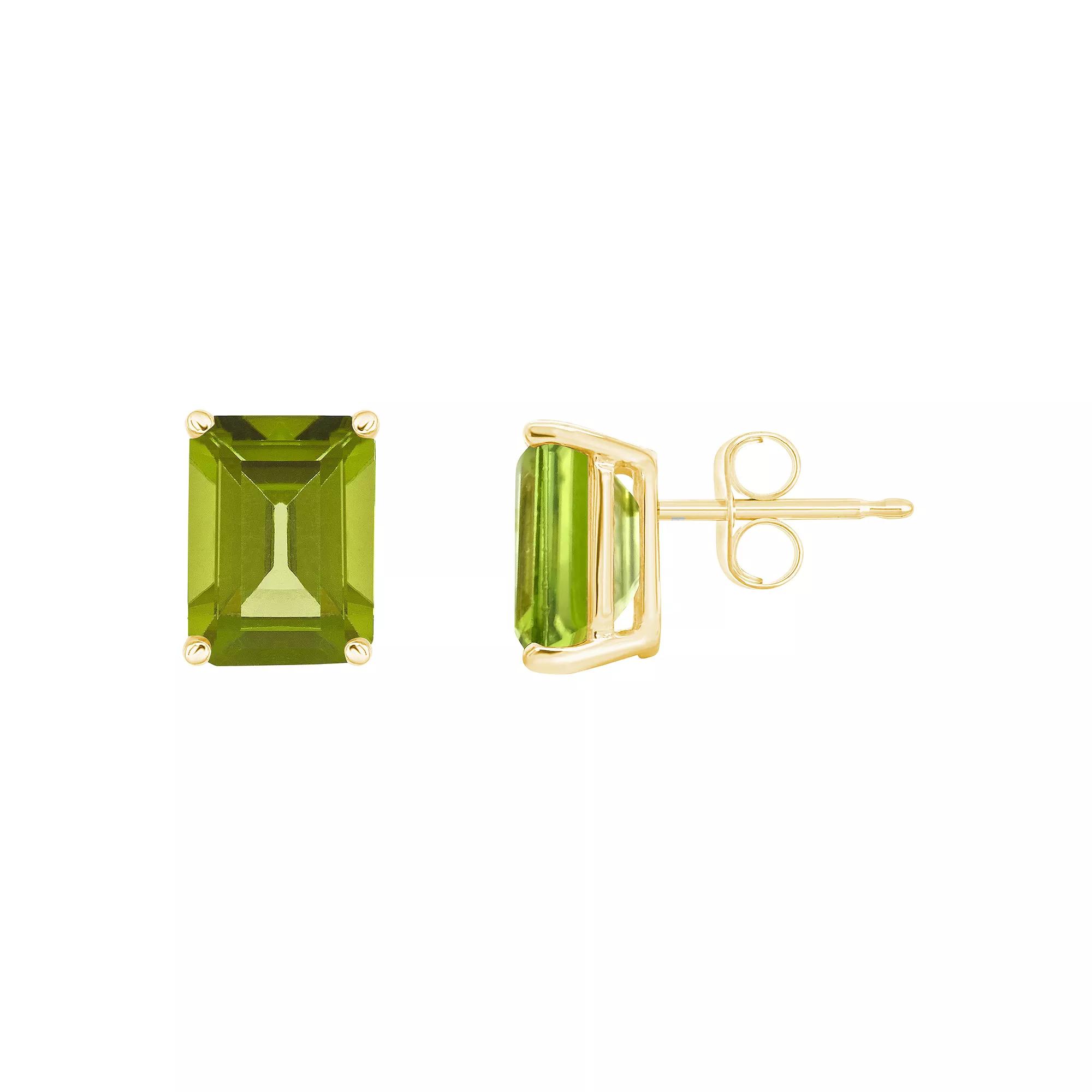 Celebration Gems 14k Gold Emerald Cut Peridot Stud Earrings, Women's, 14k Whgold Product Image