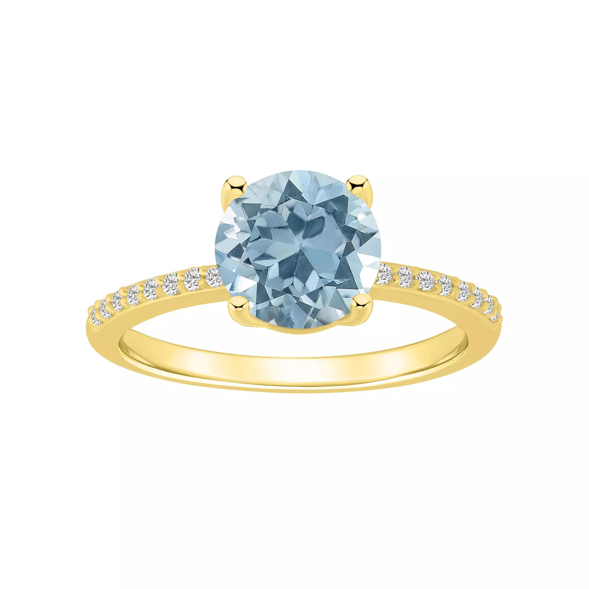 Alyson Layne 14k Gold Sky Blue Topaz & 1/10 Carat T.W. Diamond Ring, Women's, Size: 5 Product Image