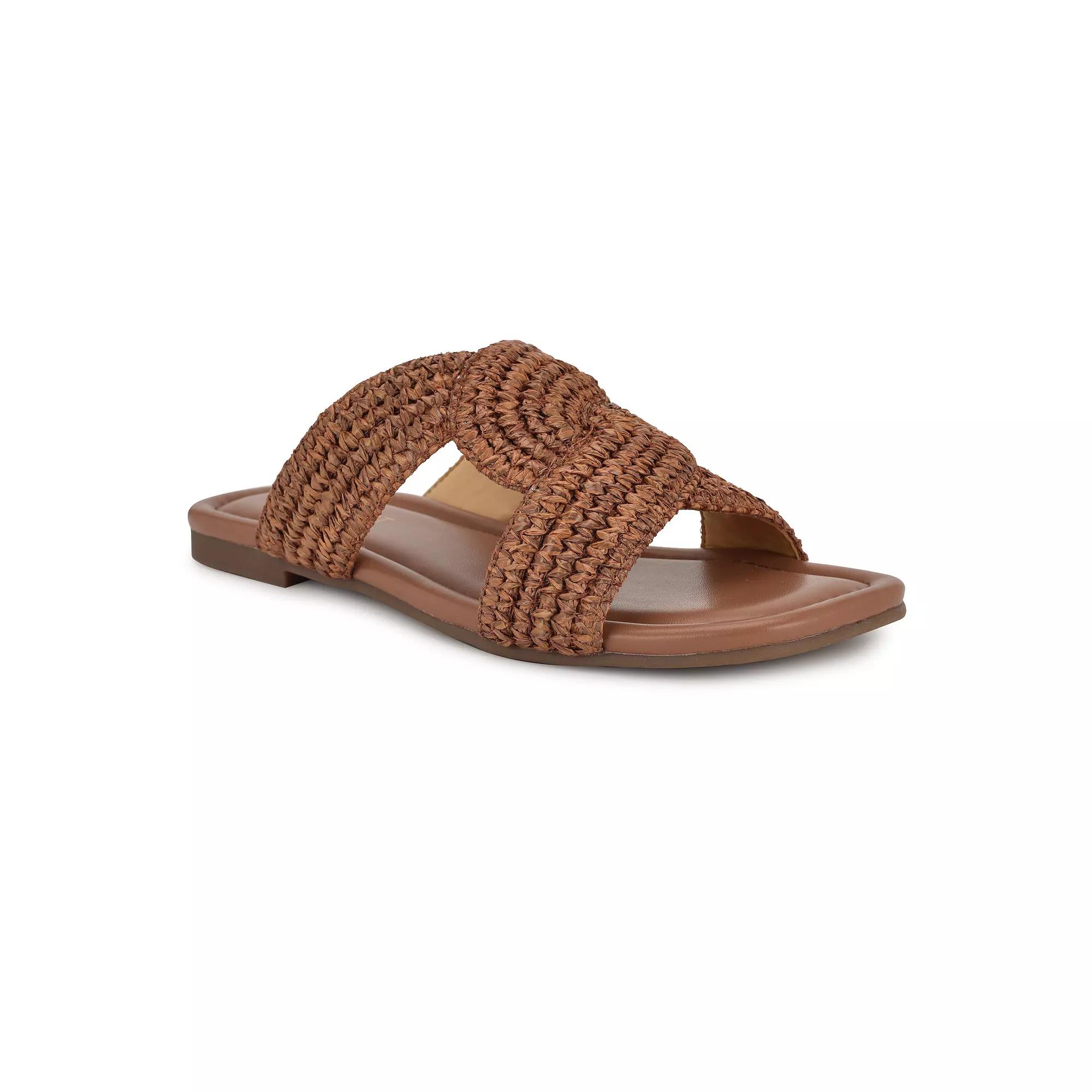 Nine West Quara Square Toe Flat Slip-On Women's Casual Sandals, Size: 6.5, Dark Brown Product Image