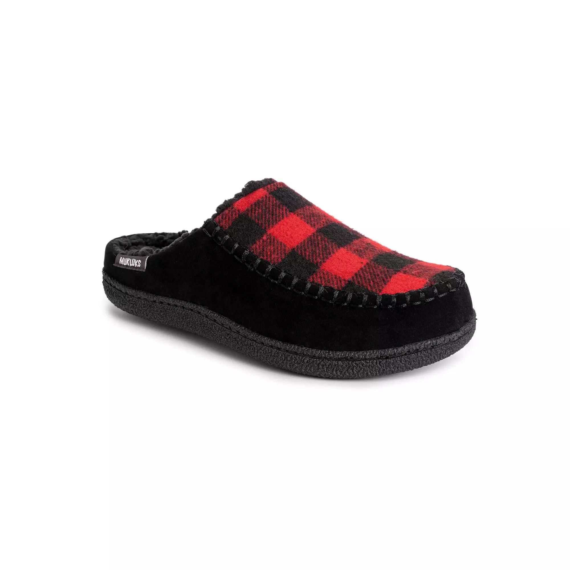 MUK LUKS Staughton Buffalo Plaid Mens Clog Slippers Product Image