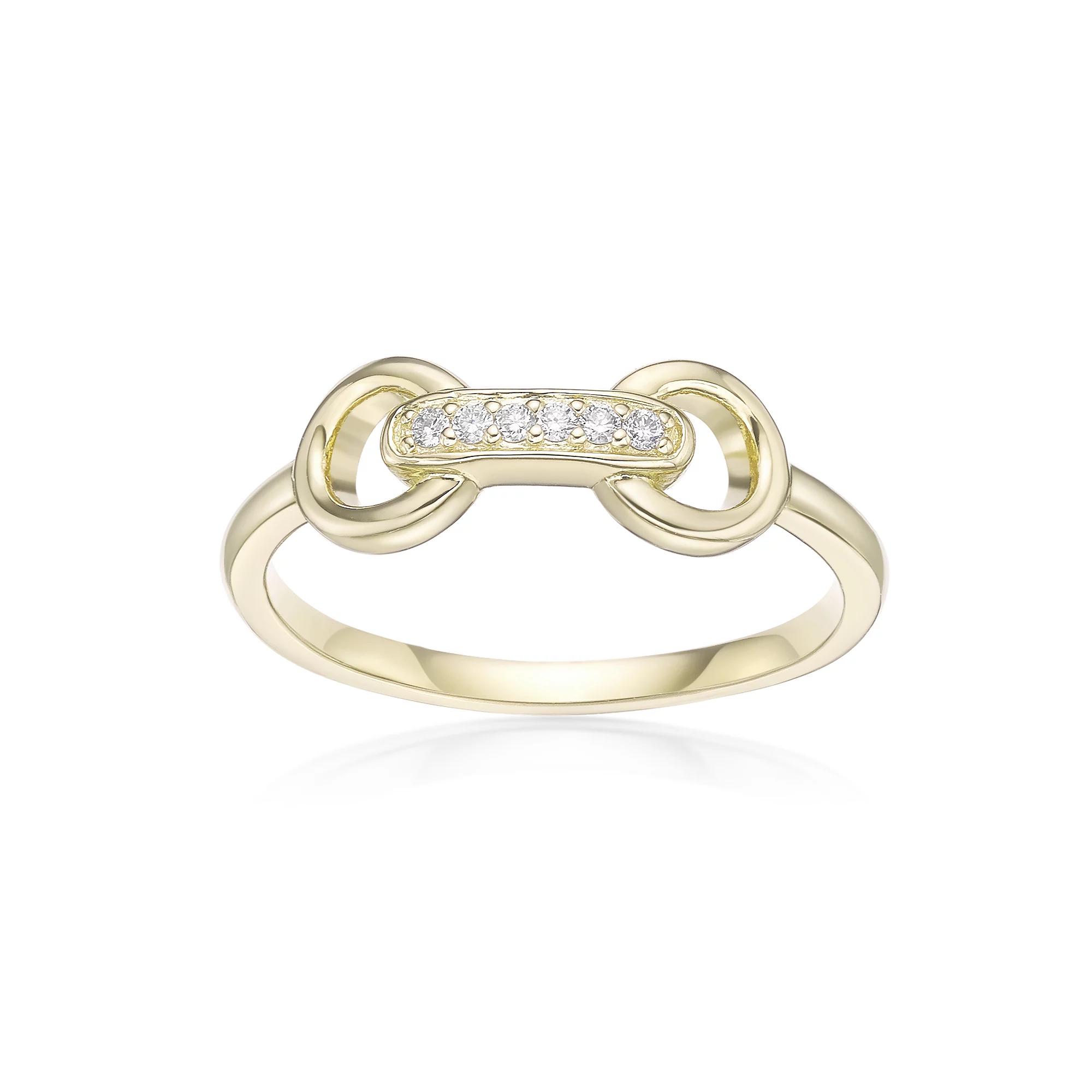 Gemminded 18k Gold over Sterling Silver Lab-Grown Diamond Accent Link Ring, Women's, Size: 9, Gold Tone Product Image