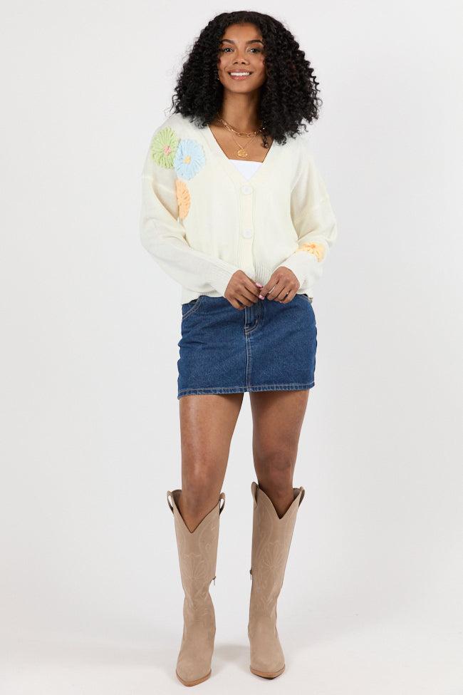 Made My Mark Ivory Multi Floral Embroidered Cardigan FINAL SALE Product Image