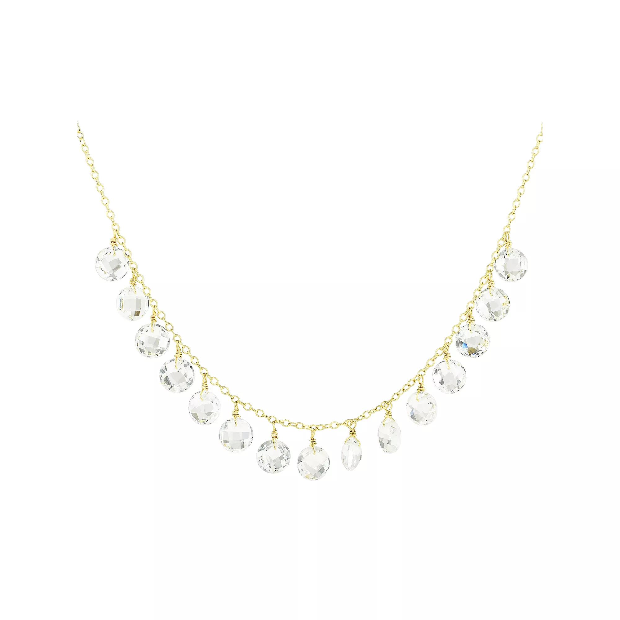 Jewelmak 14k Gold White Topaz Necklace, Women's, Size: 17" Product Image