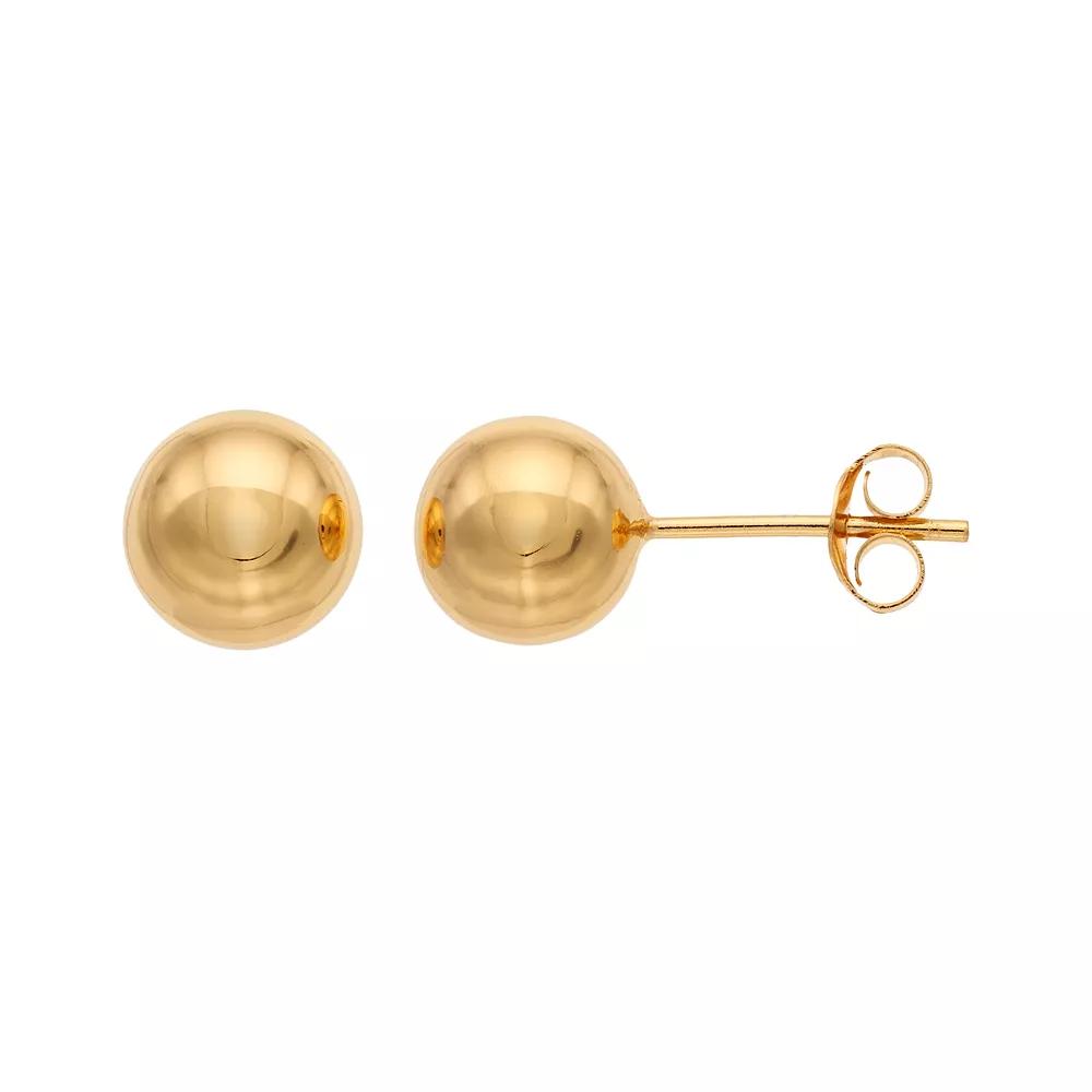 Sterling Silver Ball Stud Earrings, Women's, 14k Gold Over Product Image