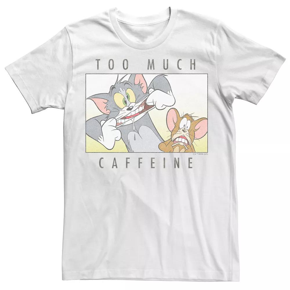 Big & Tall Tom And Jerry Too Much Caffeine Graphic Tee, Men's, Size: XXL Tall, White Product Image