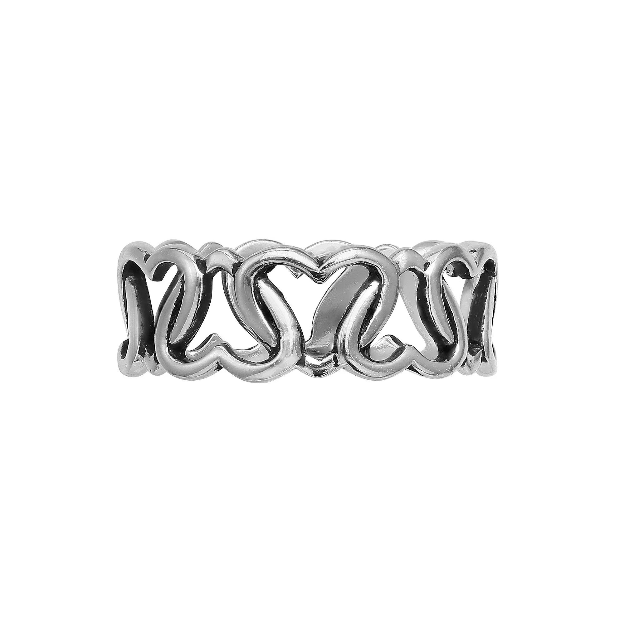 PRIMROSE Sterling Silver Interlocking Heart Ring, Women's, Size: 9 Product Image