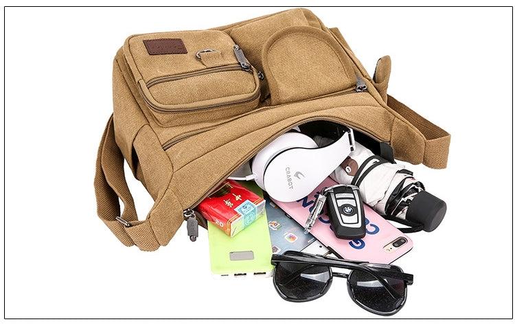 Lior Canvas Tote Bag Messenger Crossbody Shoulder Bag Large Bag with Multiple Pockets Product Image