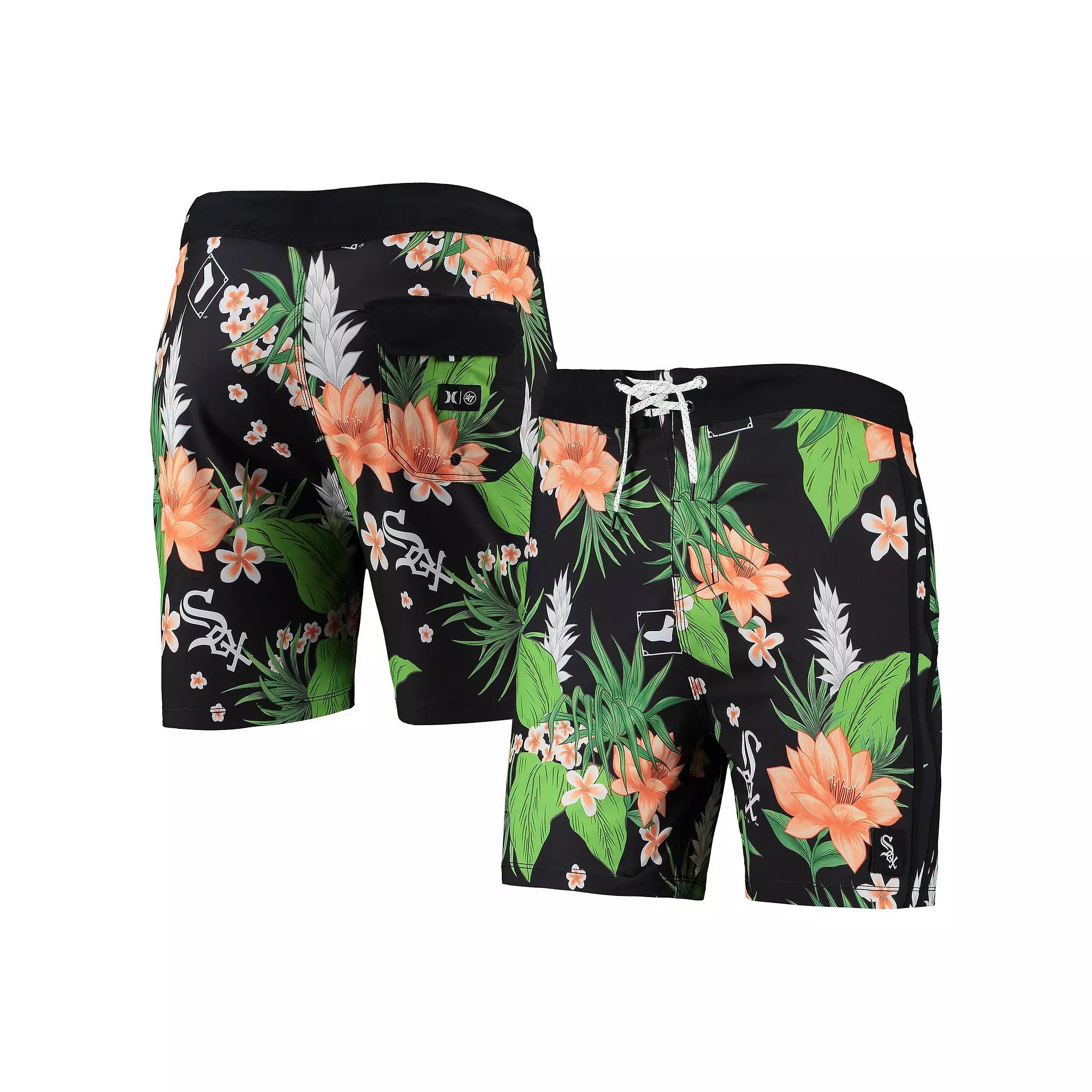 Men's Hurley x '47 Black Chicago White Sox Phantom Tailgate Swim Shorts, Size: 32 Product Image