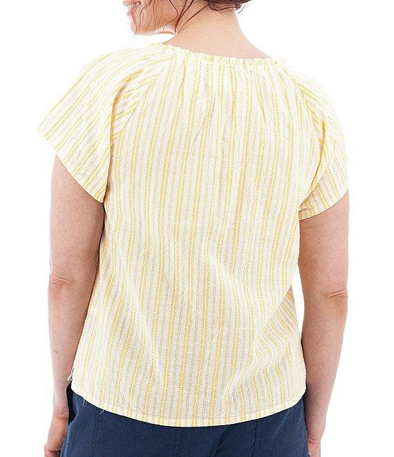 Aventura Colmar Striped Split V Neckline Short Sleeve Blouse Product Image