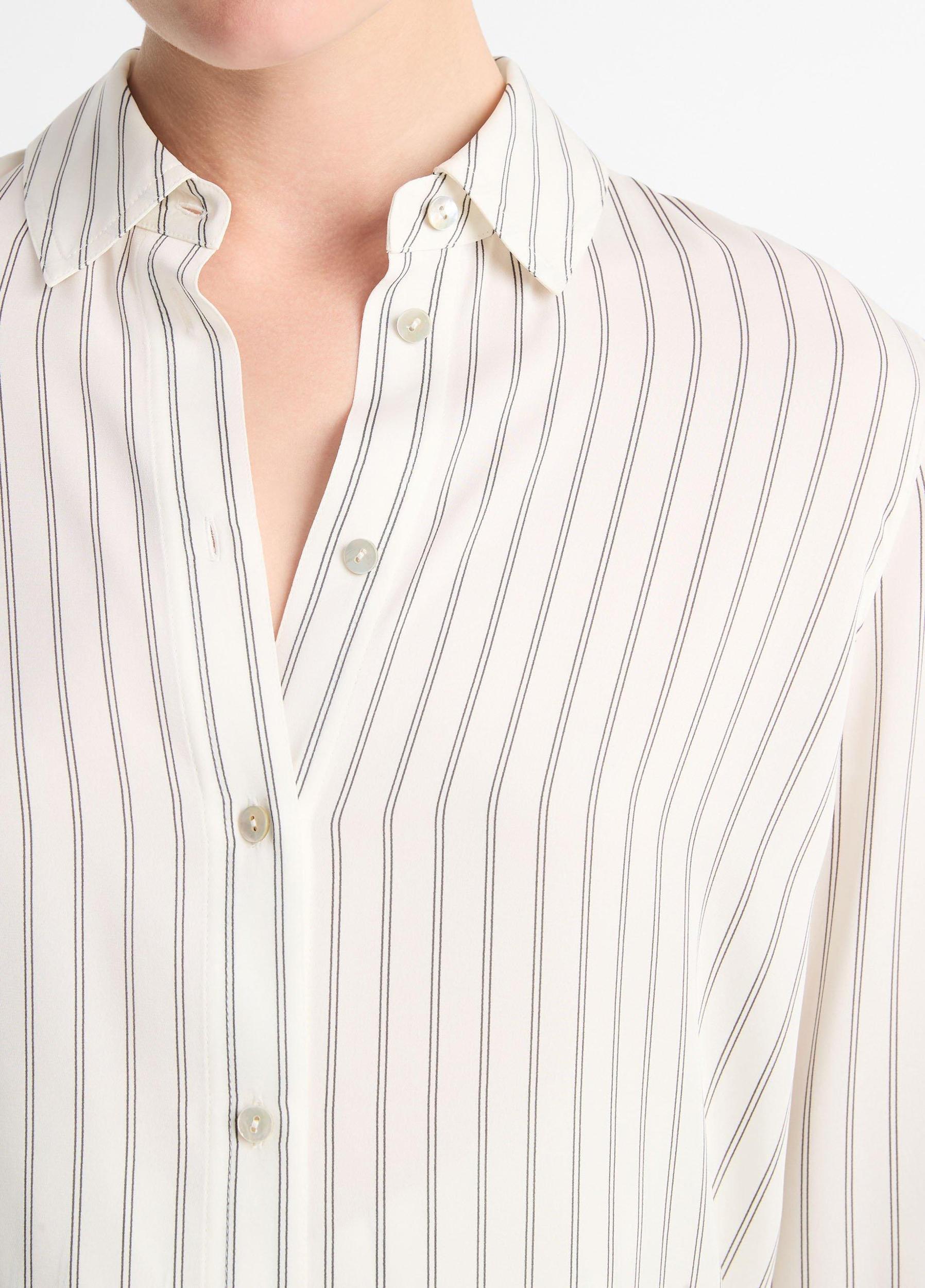 Striped Stretch-Silk Slim-Fit Blouse Product Image