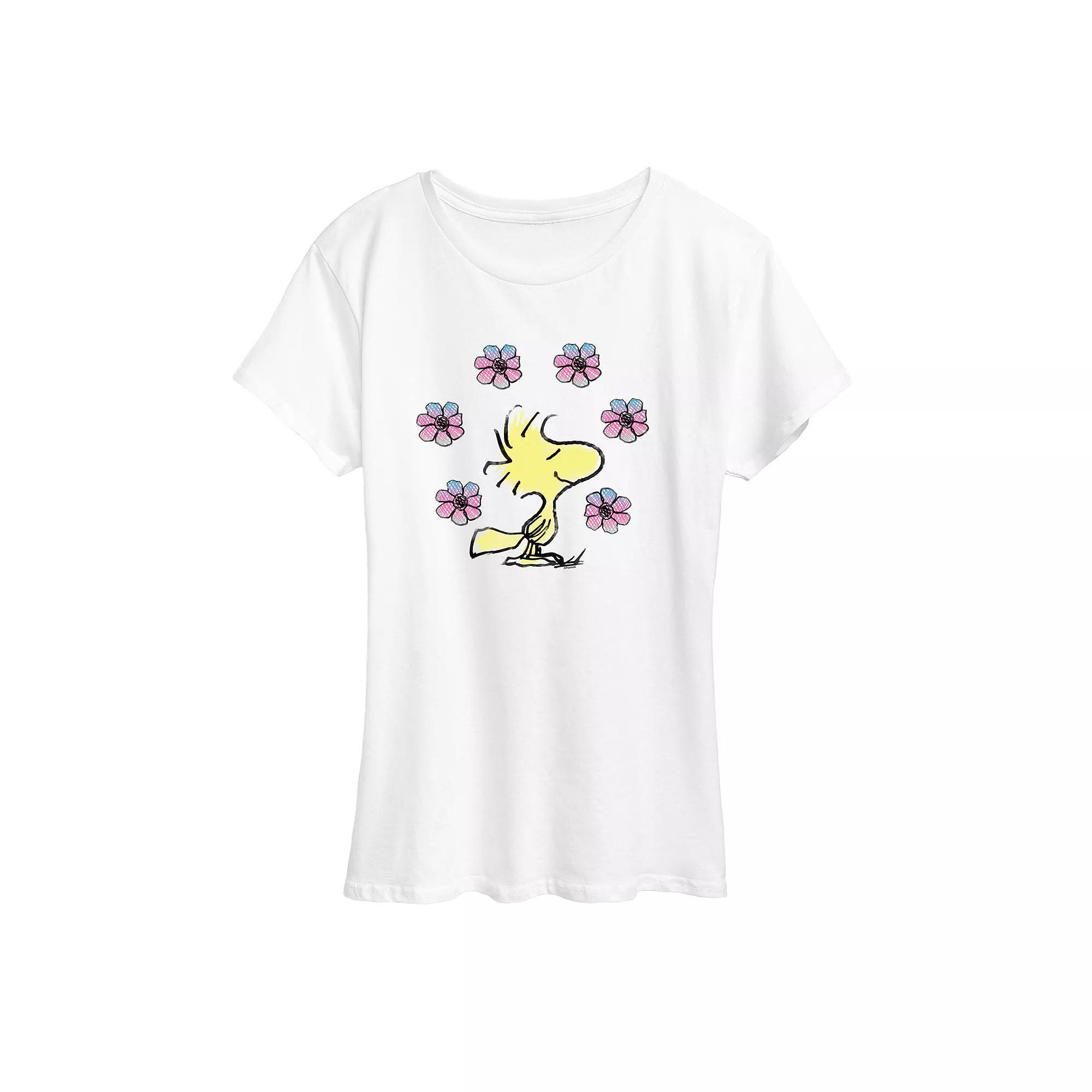Women's Peanuts Woodstock Floral Graphic Tee, Girl's,  Product Image