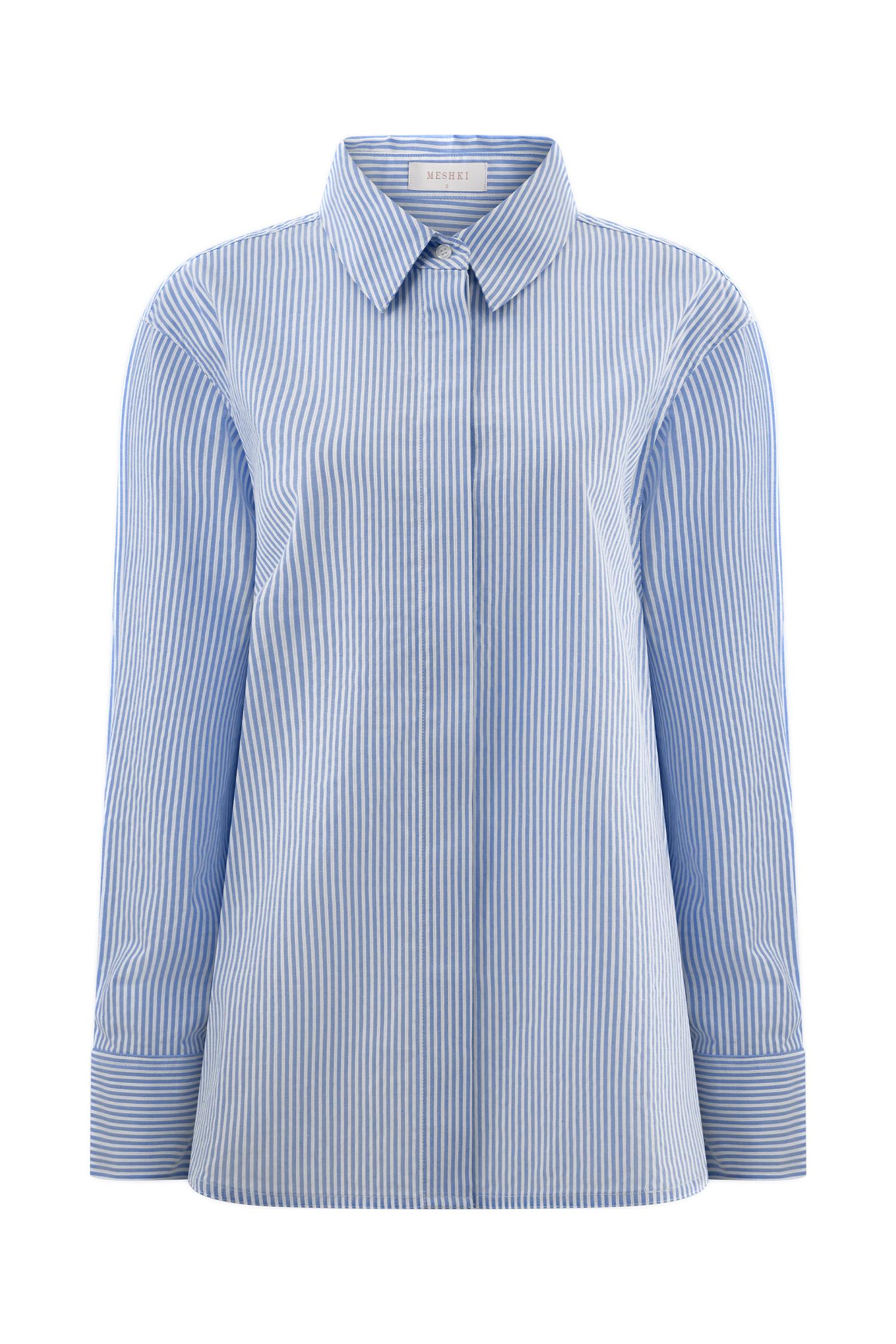 Hansen Oversized Shirt - Blue Pinstripe Product Image