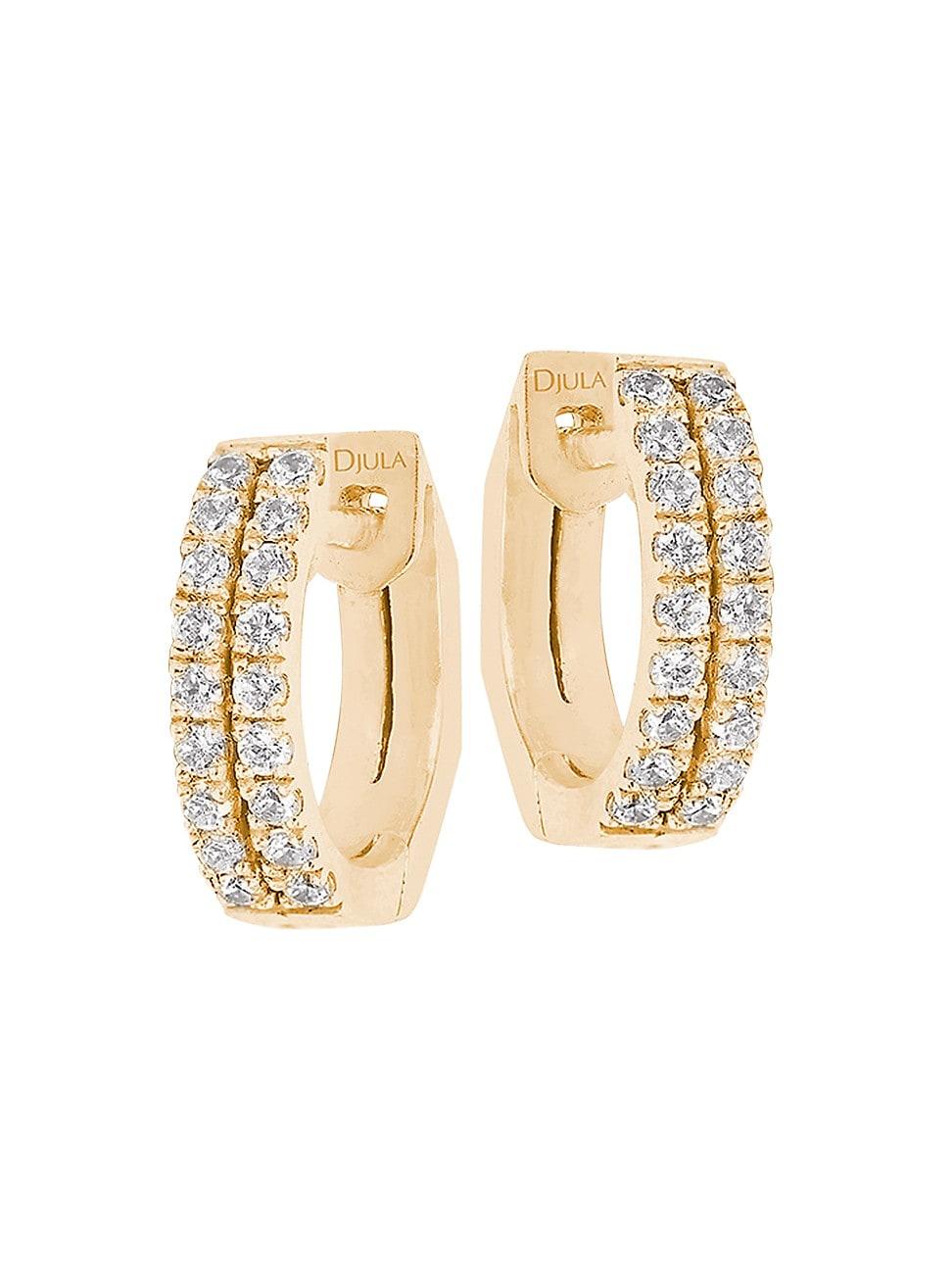 Womens Graphique 18K Yellow Gold & Diamond Hoop Earrings Product Image