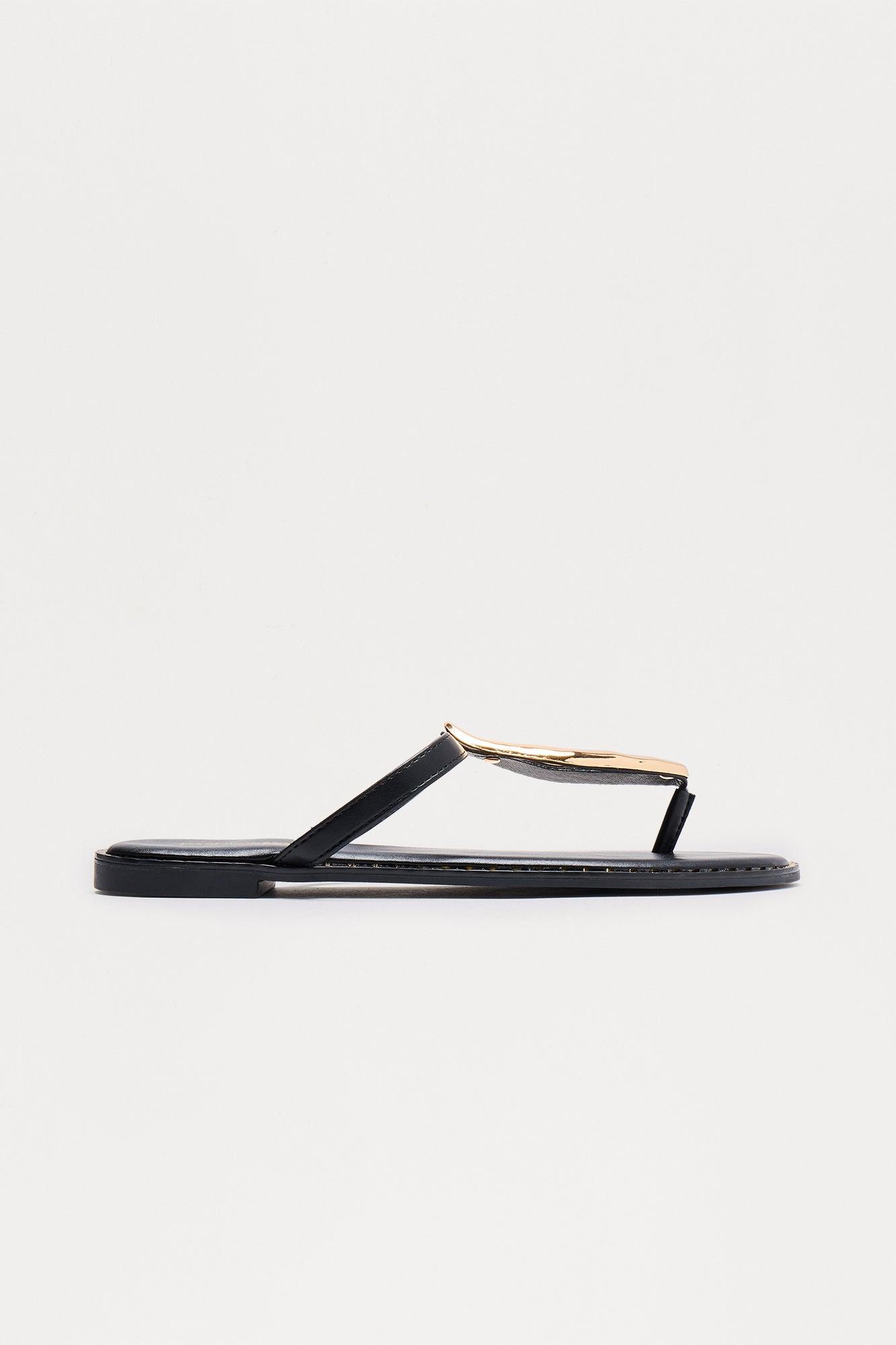 Billini Hardware Faux Leather Flip Flops - Black Female Product Image