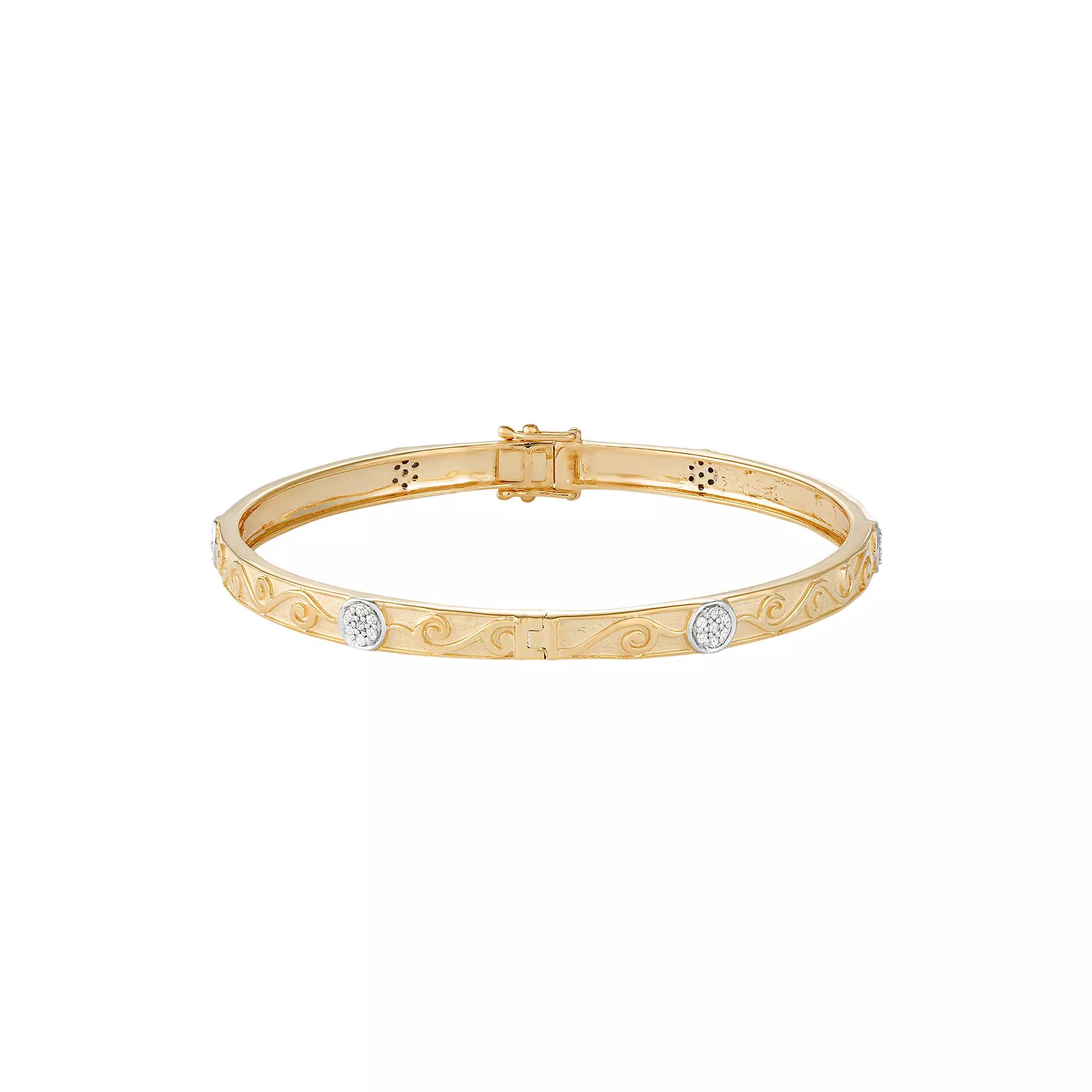 14k Rose Gold Over Silver 1/3 Carat T.W. Diamond Filigree Bangle Bracelet, Women's, Pink Tone Product Image