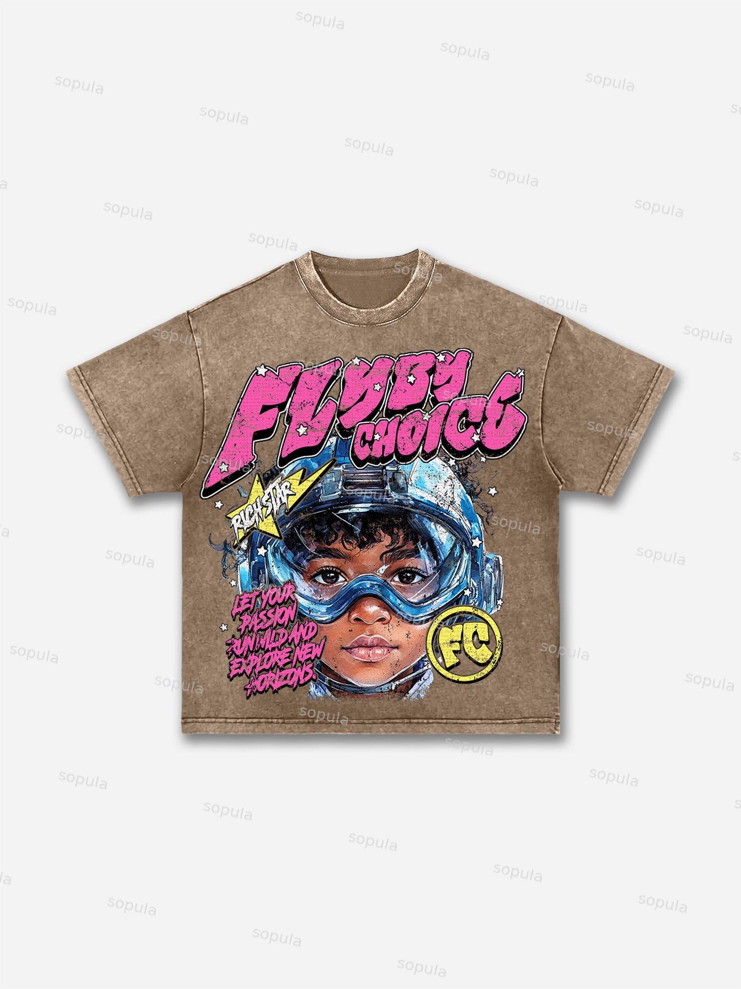 Fly By Choice Graphic Acid Wash T-shirt Product Image