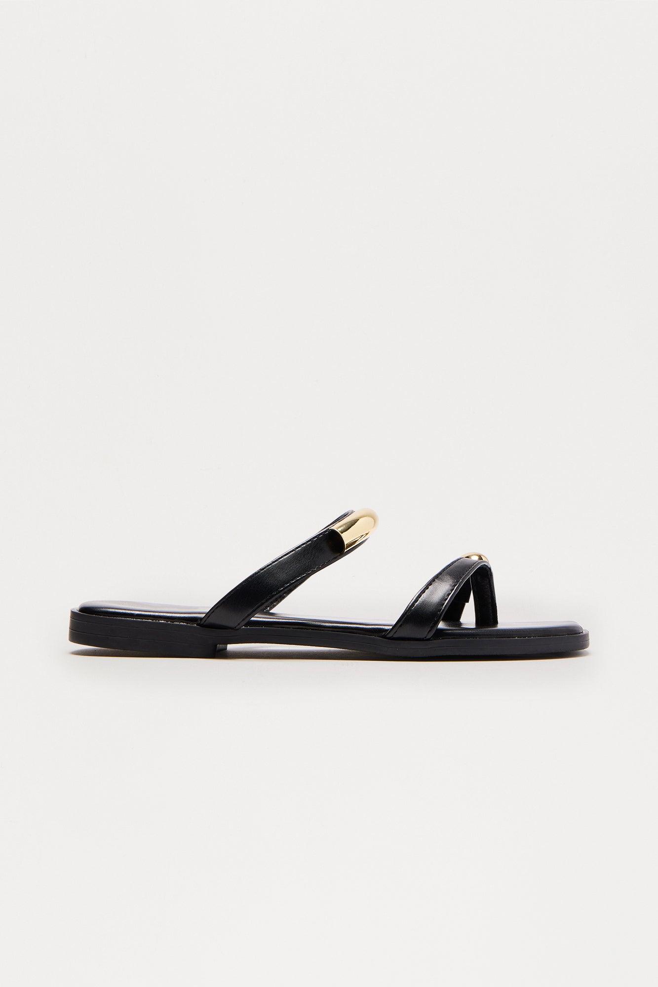 Shore Toe Ring Flip Flops - Black Female Product Image