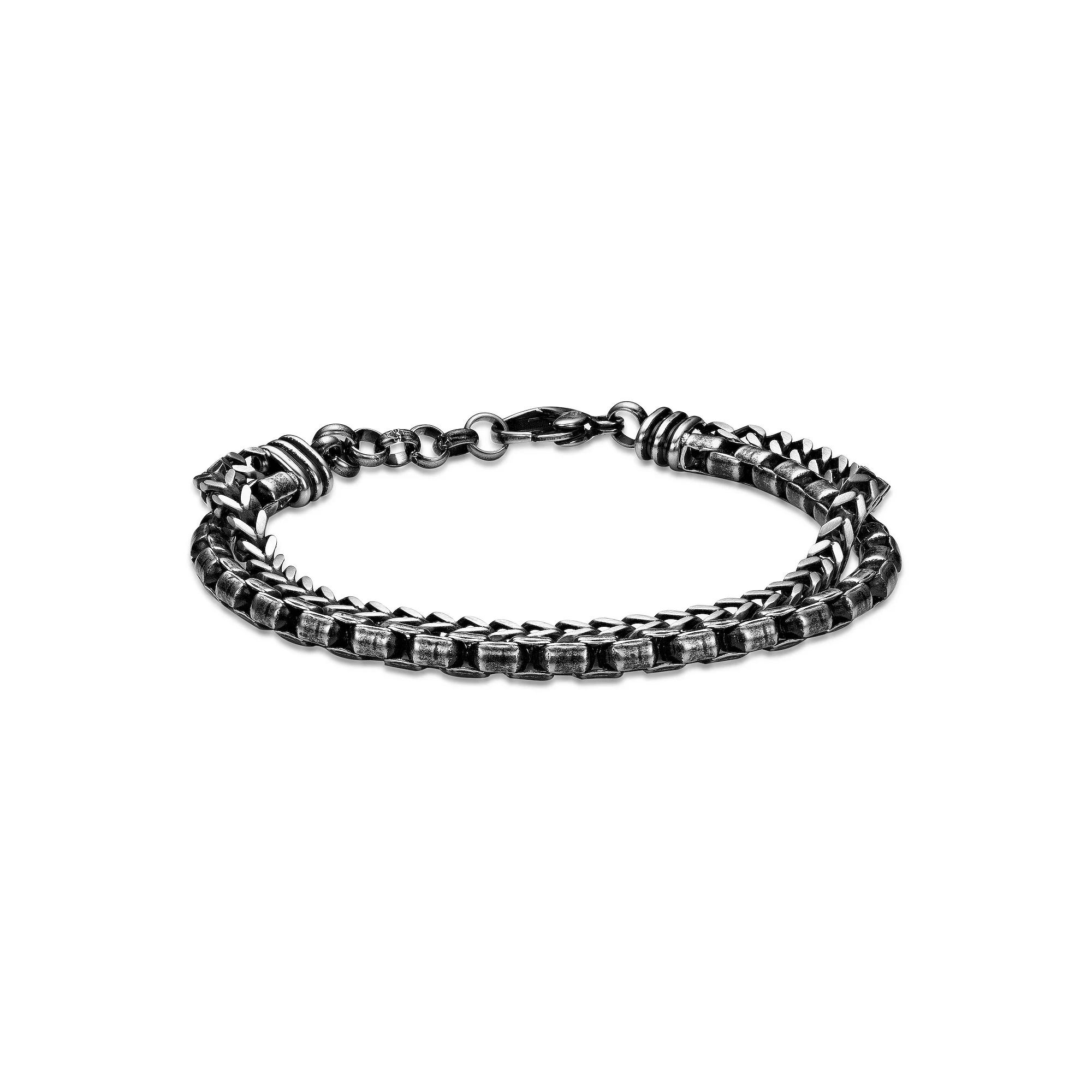 Men's LYNX Antiqued Finish Stainless Steel Chain Bracelet, Size: 8.25" Product Image