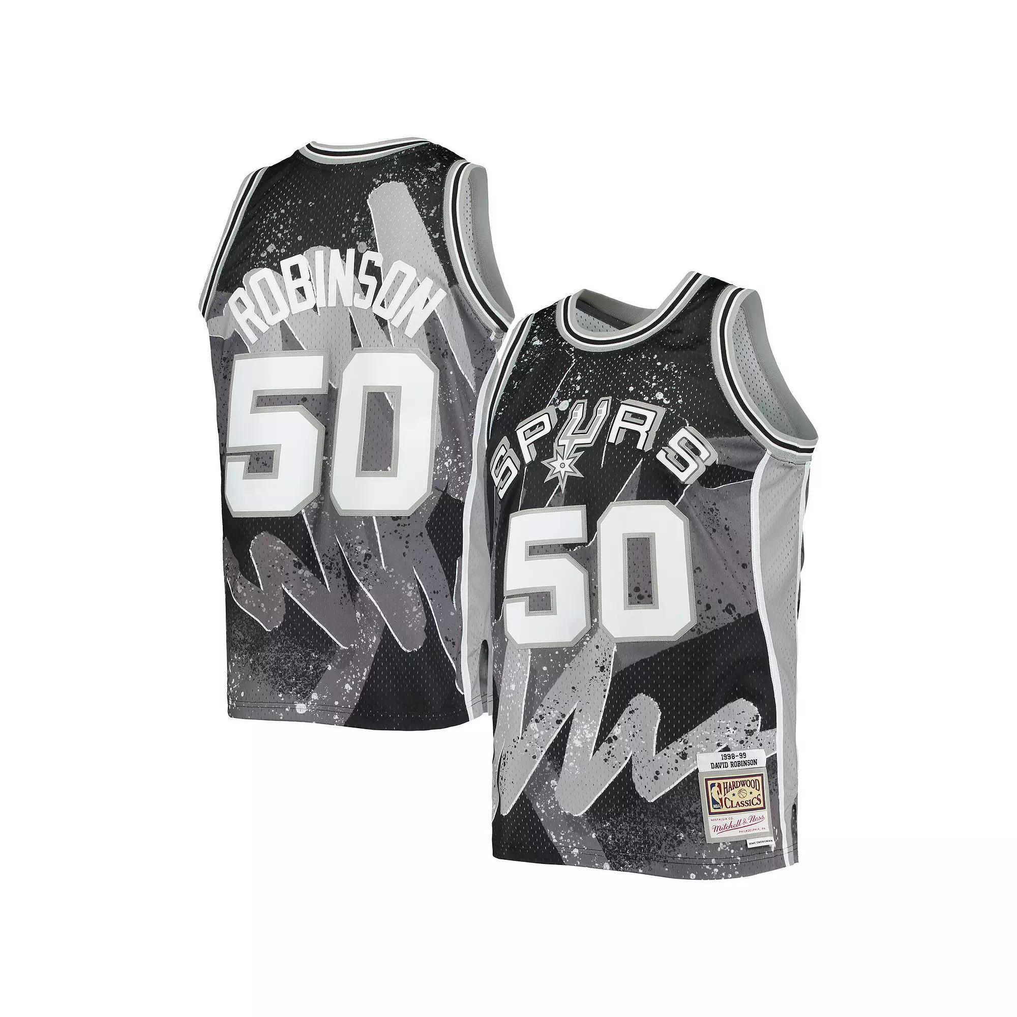 Men's Mitchell & Ness David Robinson Black San Antonio Spurs Hardwood Classics 1998-99 Hyper Hoops Swingman Jersey, Size: Large Product Image