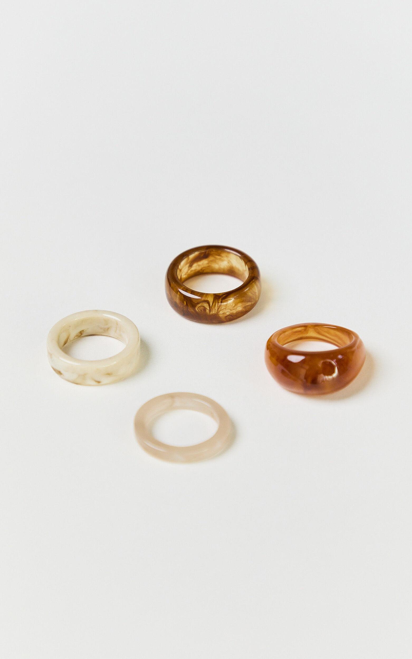 Serena Rings - 4 Pack Resin Rings in Multi Product Image