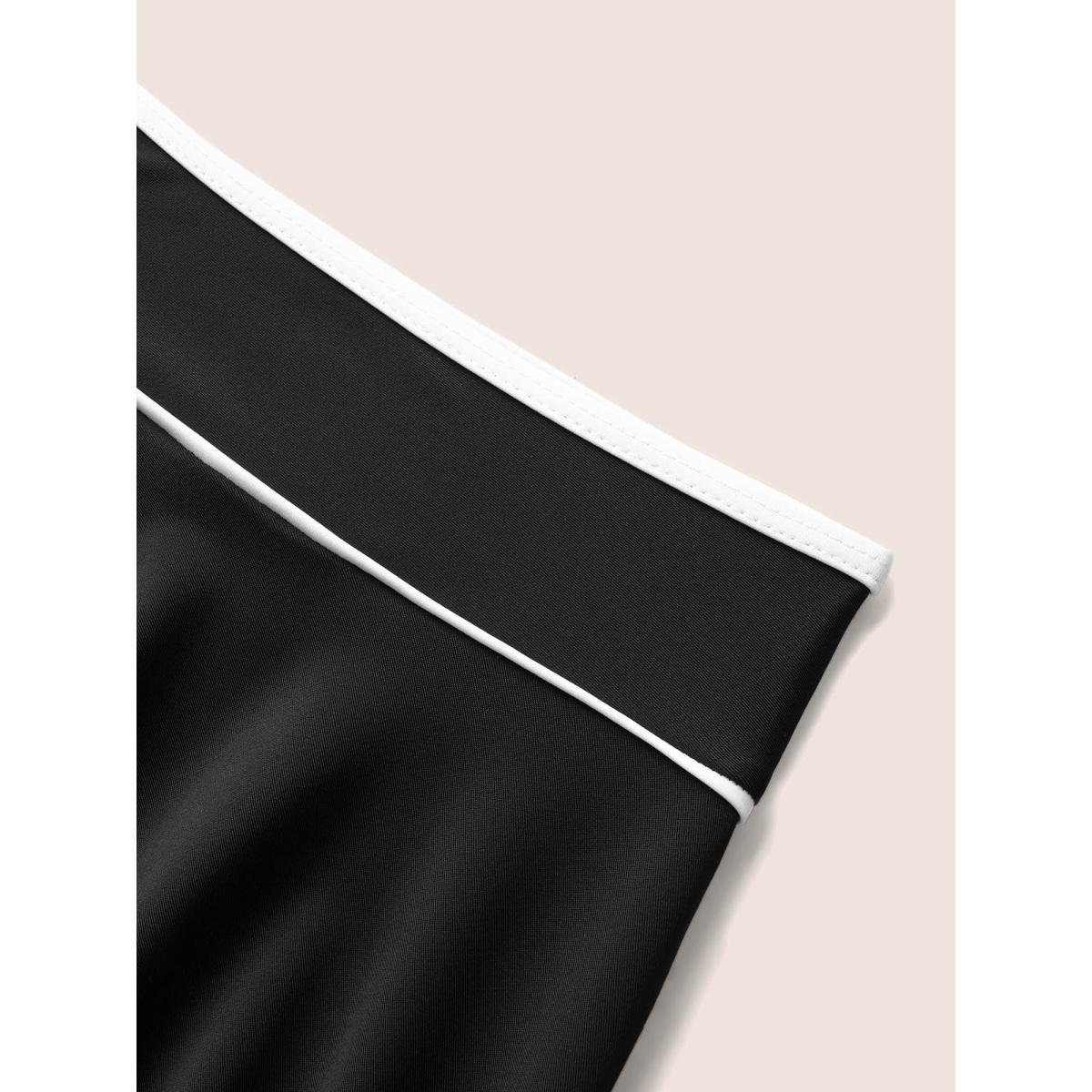 Plus Size Heart Neckline Contrast Trim Two Piece Set Swim Dress Women's Swimwear Black Beach Bodycon Heart neckline High stretch Curve Swim Dresses BloomChic 10/M Product Image