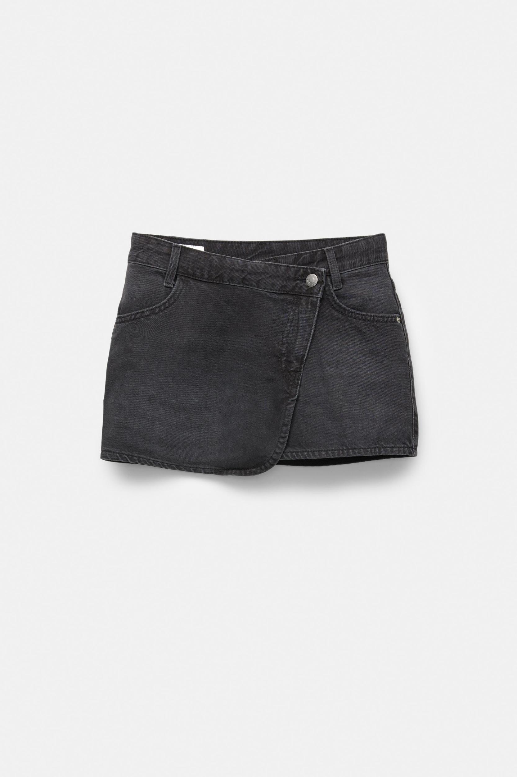 Crossover denim mini skirt Product Image
