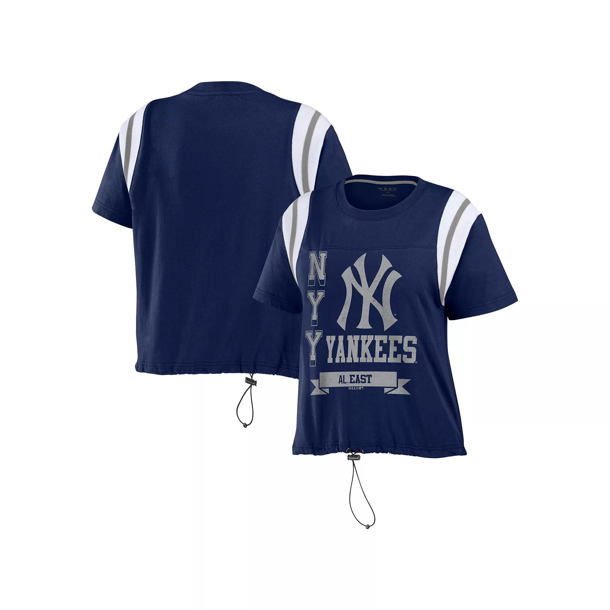 Women's WEAR by Erin Andrews Navy New York Yankees Cinched Colorblock T-Shirt,  Product Image