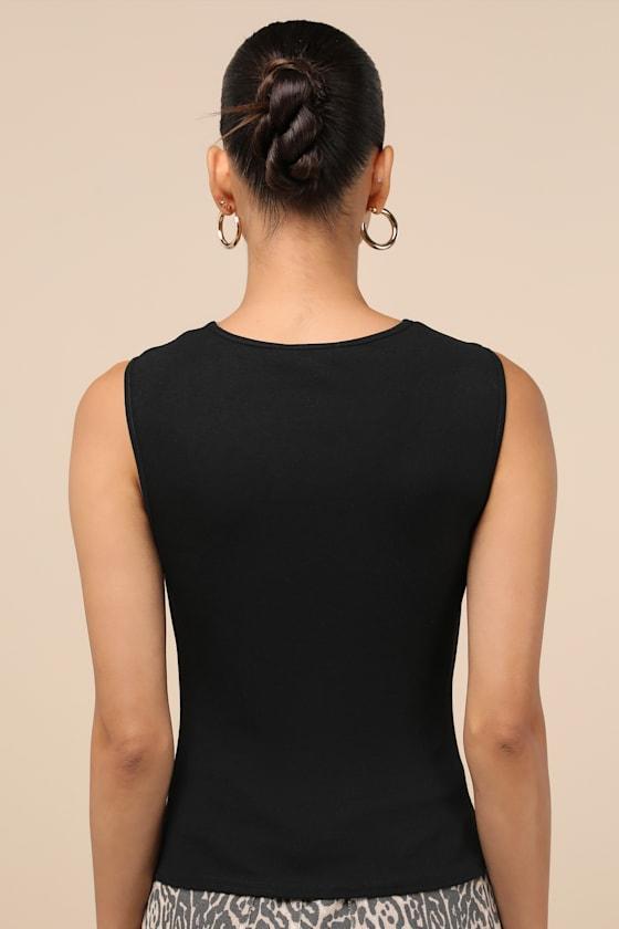 Corrine Black Mesh Cowl Tank Top Product Image