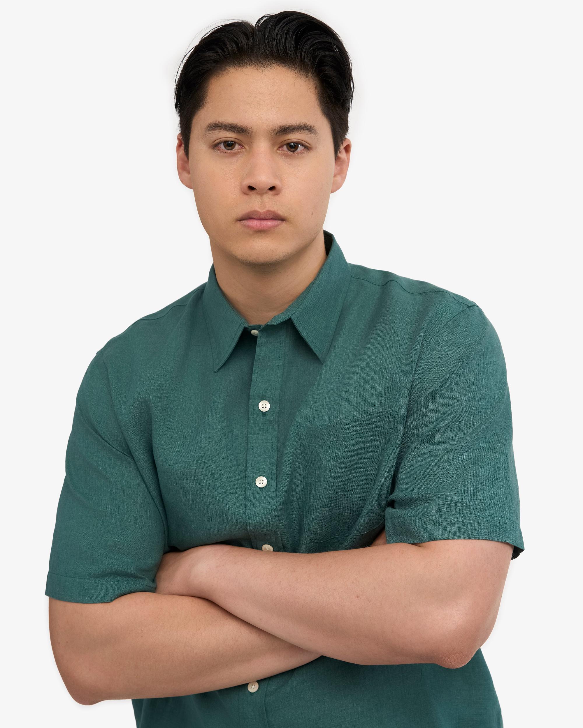 Linen SS Shirt - Ocean Green Product Image