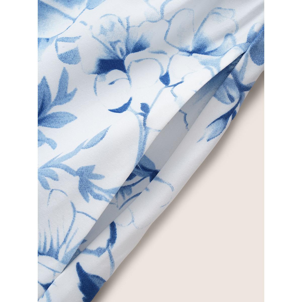 Plus Size Floral Wrap Petal Sleeve Belted Dress Originalwhite Women Elegant Belted Overlap Collar Half Sleeve Curvy BloomChic 28/5X Product Image