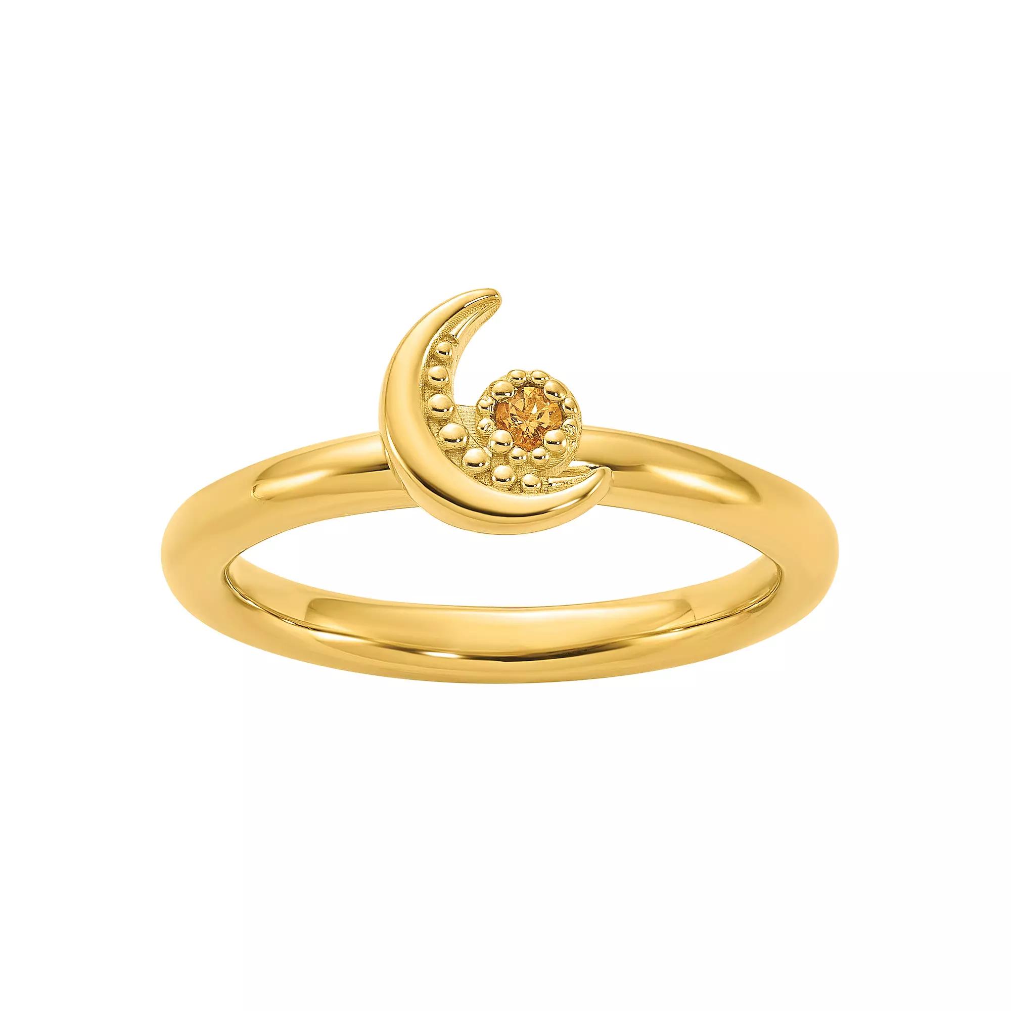 Stacks & Stones Sterling Silver Stackable Citrine Moon Ring, Women's, Size: 6 Product Image