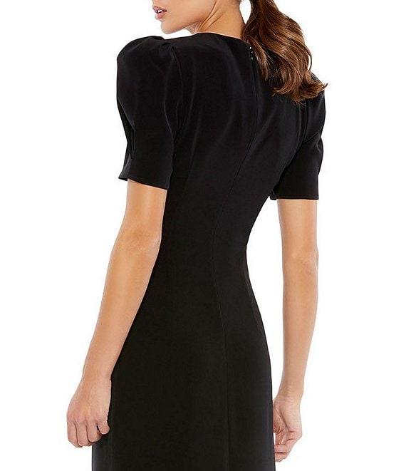 Mac Duggal Plunging V-Neck Short Puffed Sleeve Cut-Out Gown Product Image