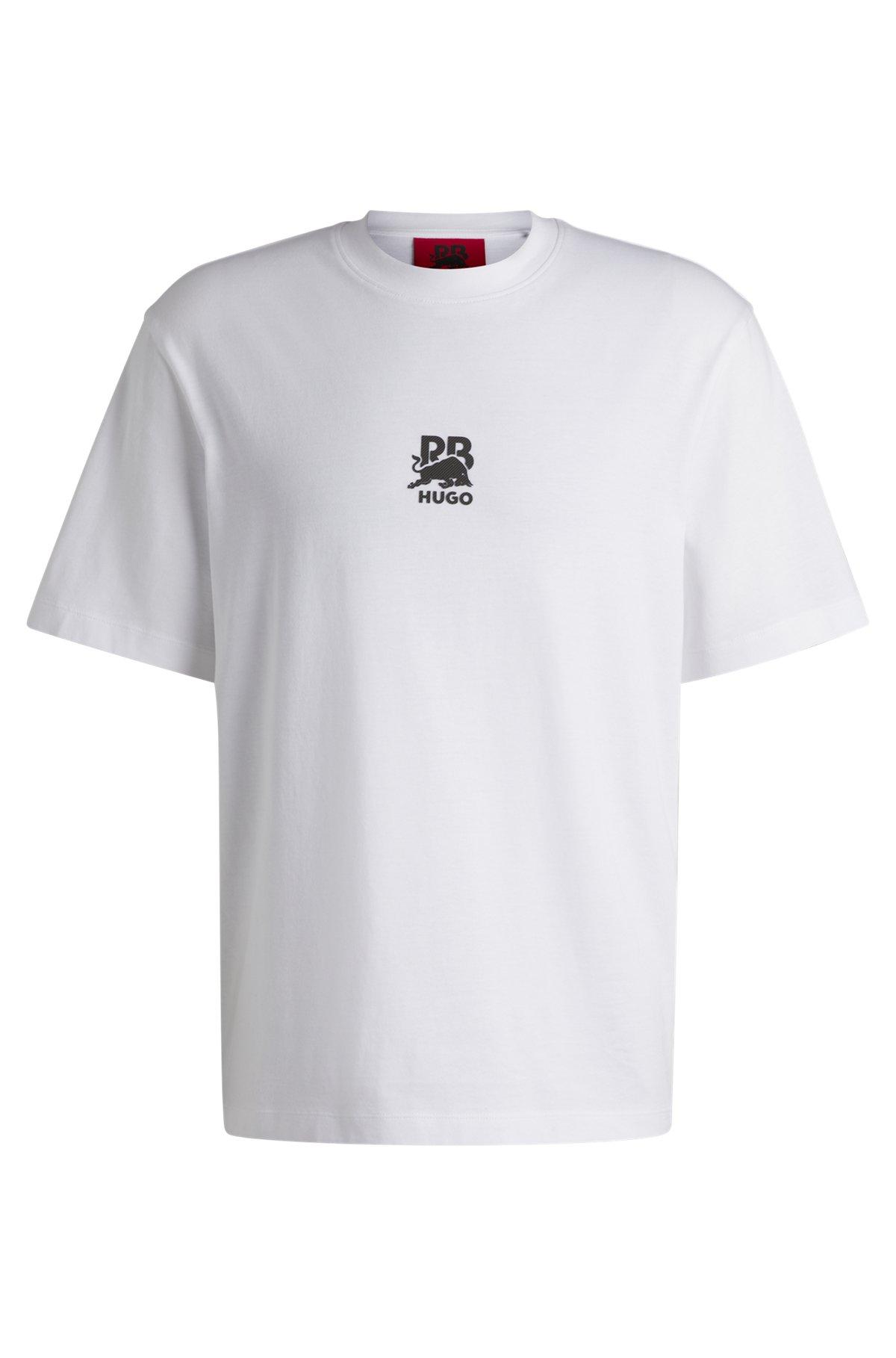 HUGO x RB cotton-jersey T-shirt with carbon stealth logo Product Image