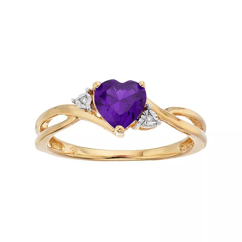 10k Gold Lab-Created Ruby & Diamond Accent Swirl Heart Ring, Womens Red Product Image