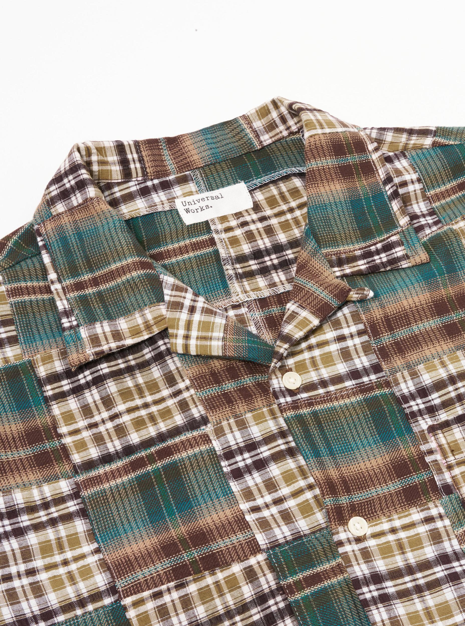 Universal Works Long Pyjama Set in Green/Brown Patchwork Madras Product Image