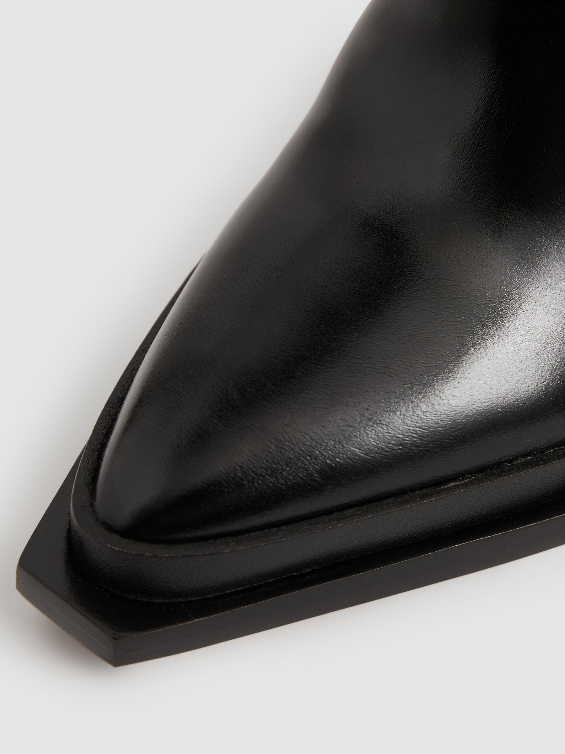 Paige Leather Knee-High Block-Heel Boots in Black Product Image