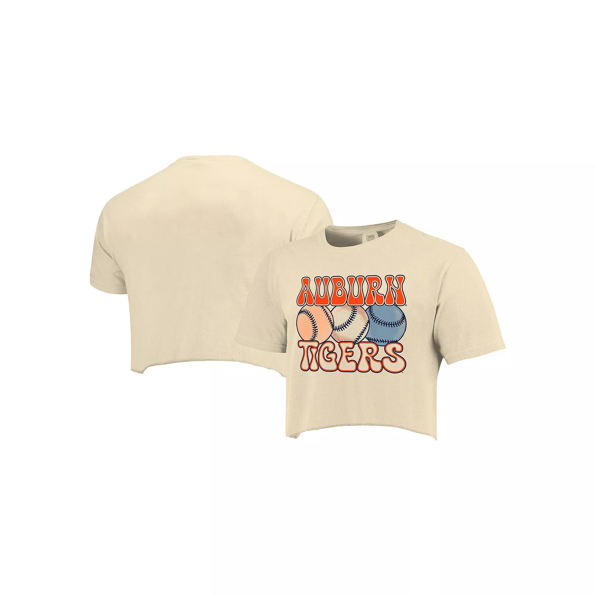 Women's Natural Auburn Tigers Comfort Colors Baseball Cropped T-Shirt,  Product Image