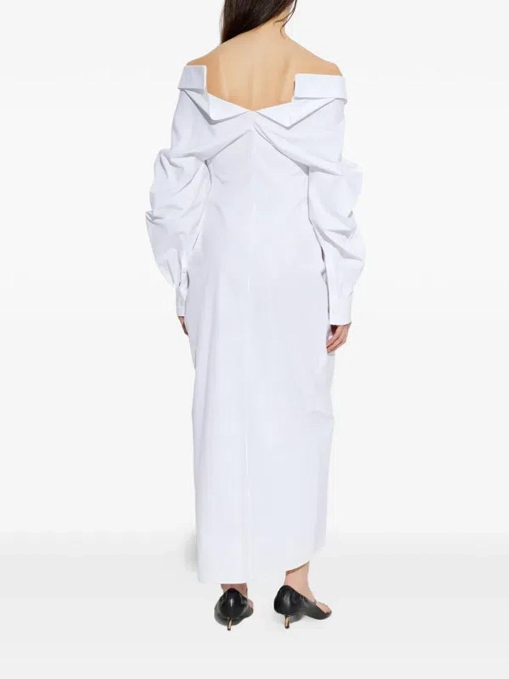 GIVENCHY Off-the-shoulder Cotton Poplin Midi Dress In White Product Image