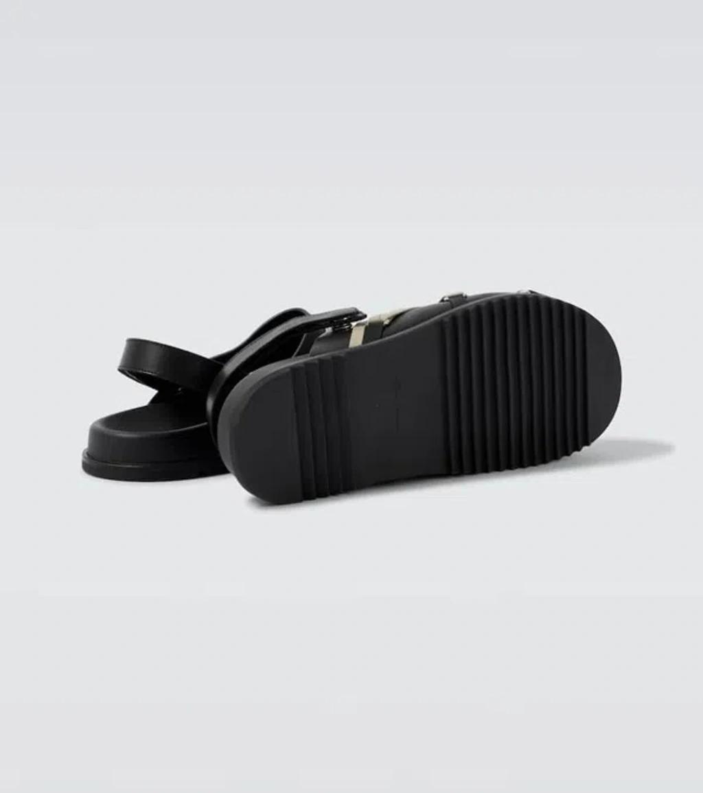 RICK OWENS Leather Loafers With Crisscross Detail In Black Product Image