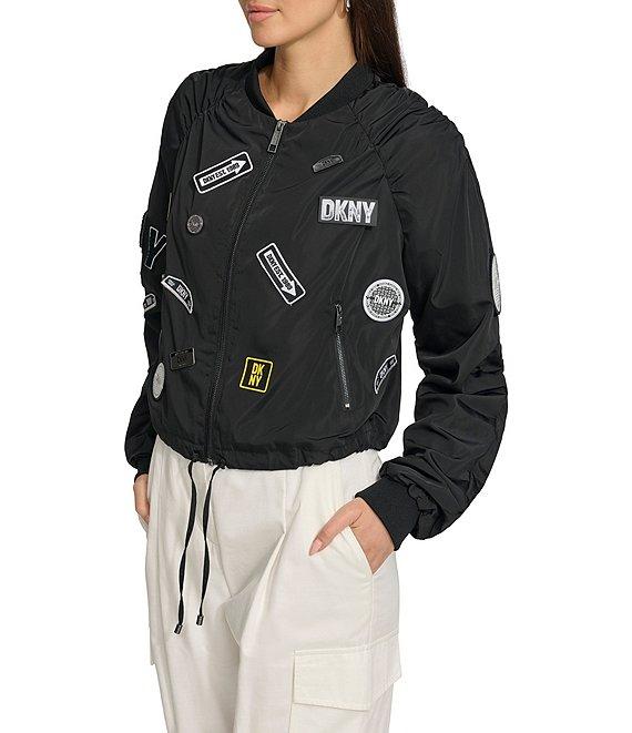 DKNY by Donna Karan Round Logo Patched Bomber Jacket Product Image