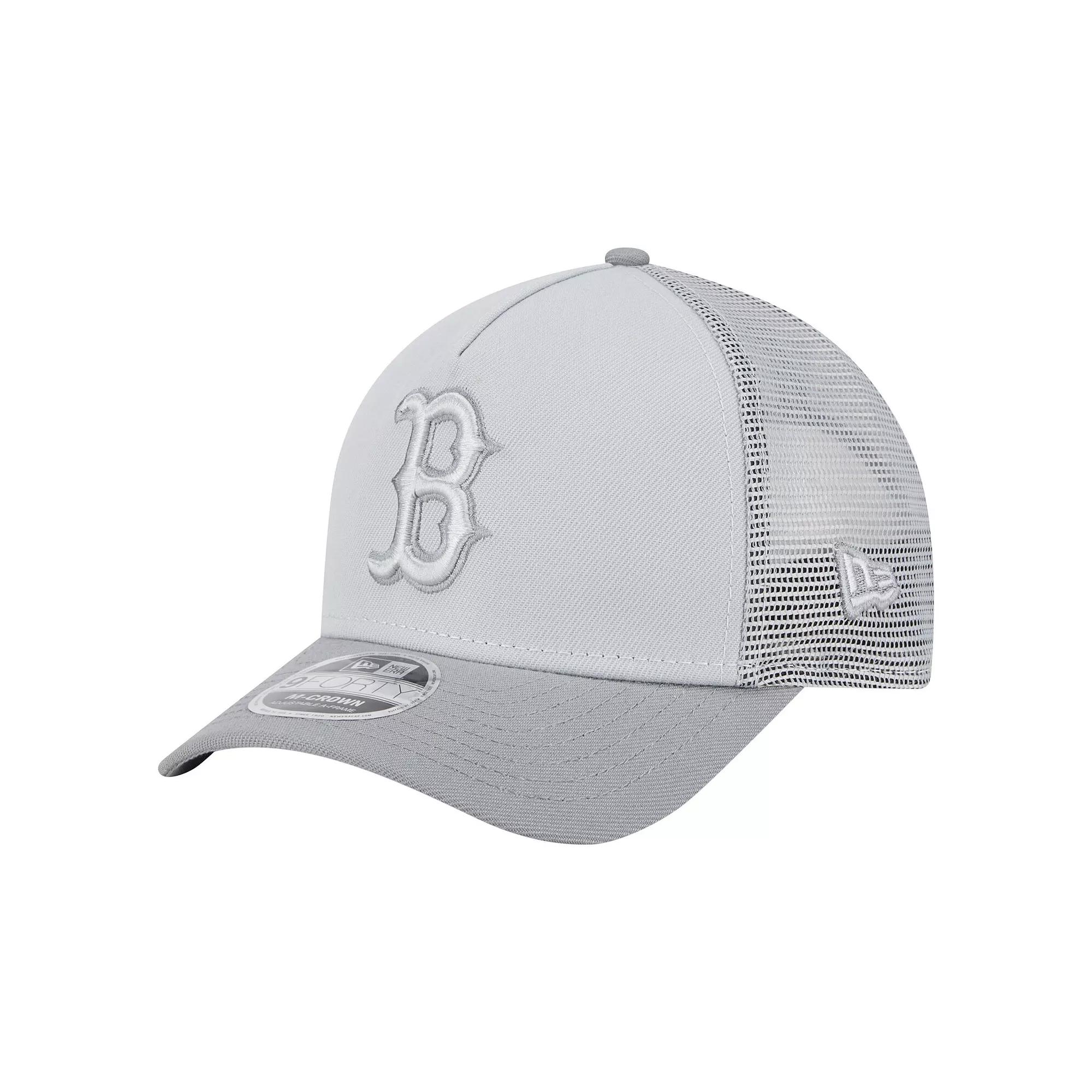 Men's New Era Gray Boston Red Sox Color Pack A-Frame 9FORTY Trucker Adjustable Hat, Grey Product Image