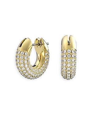 Swarovski Dextera Pave Tubular Huggie Hoop Earrings in Gold Tone Product Image