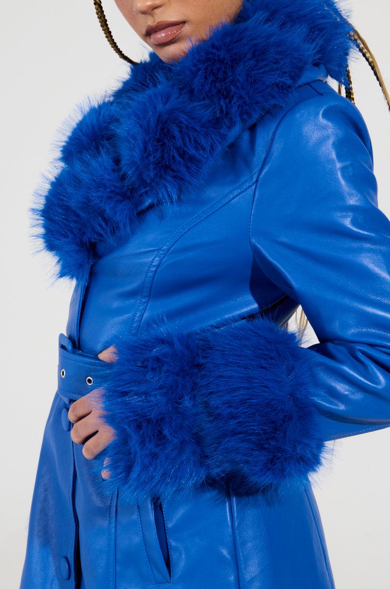 NEW KAYA FUR LINED TRENCH IN BLUE Product Image