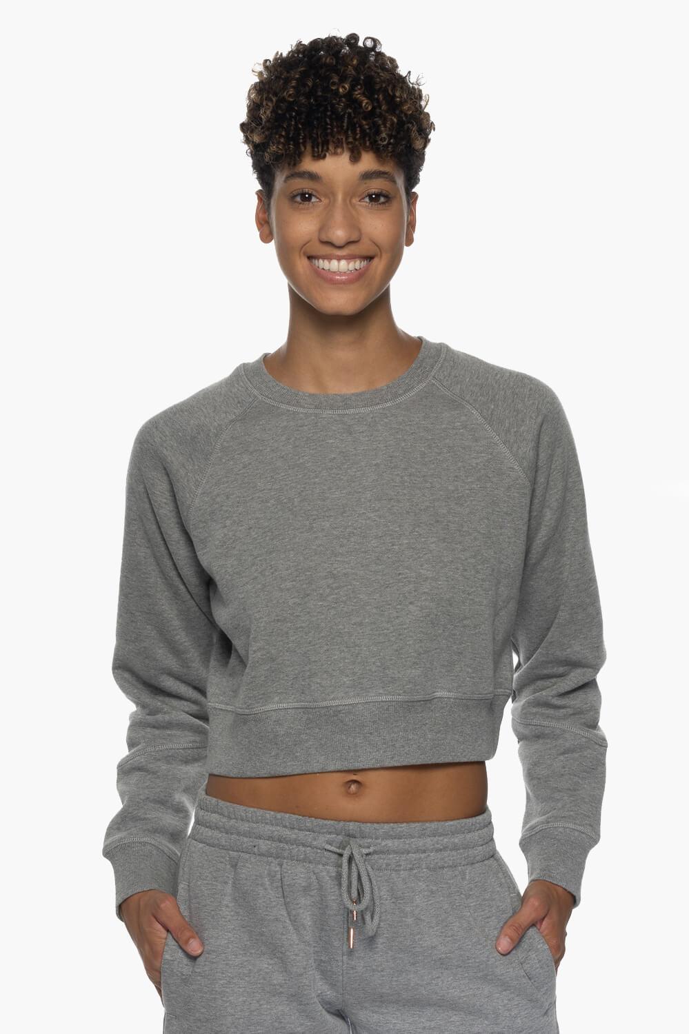 Brynn Cropped Fleece Crewneck - Heather Grey Female Product Image