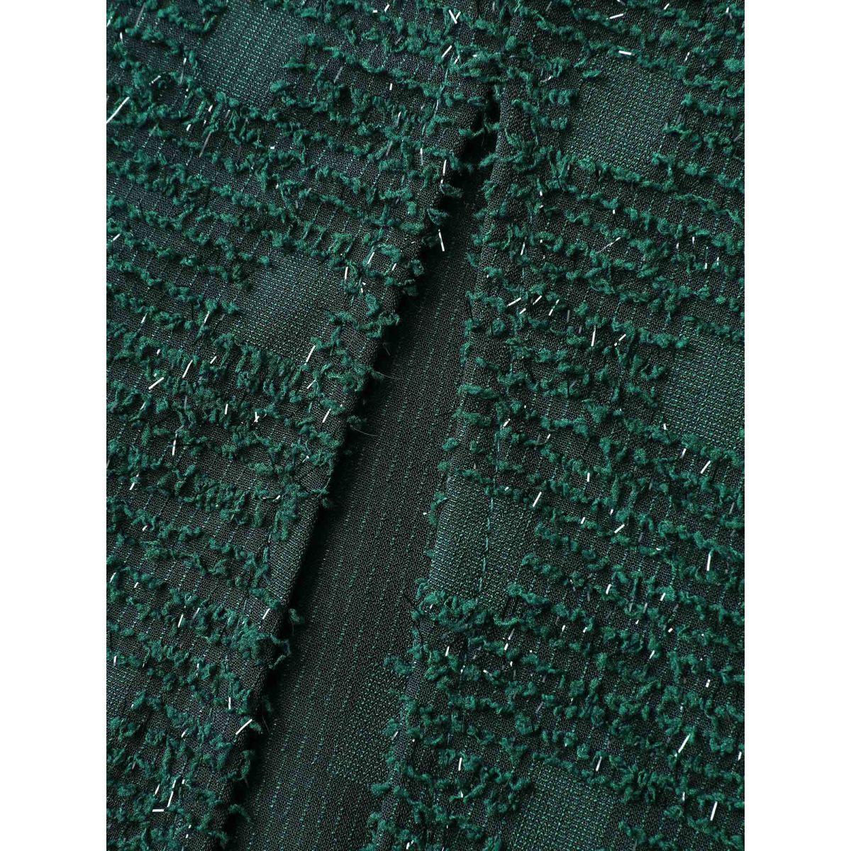 Plus Size Woven Pleated Waist-Defining Wrap Midi Dress DarkGreen Women Party&Cocktail Overlapping Overlap Collar Long Sleeve Curvy BloomChic 22-24/3X Product Image