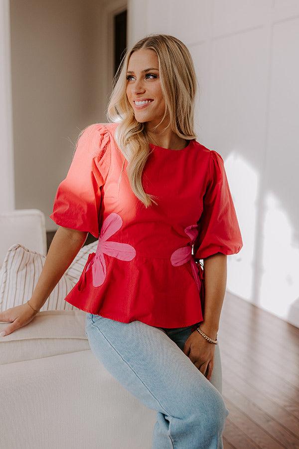 Make A Statement Floral Peplum Top In Red Product Image