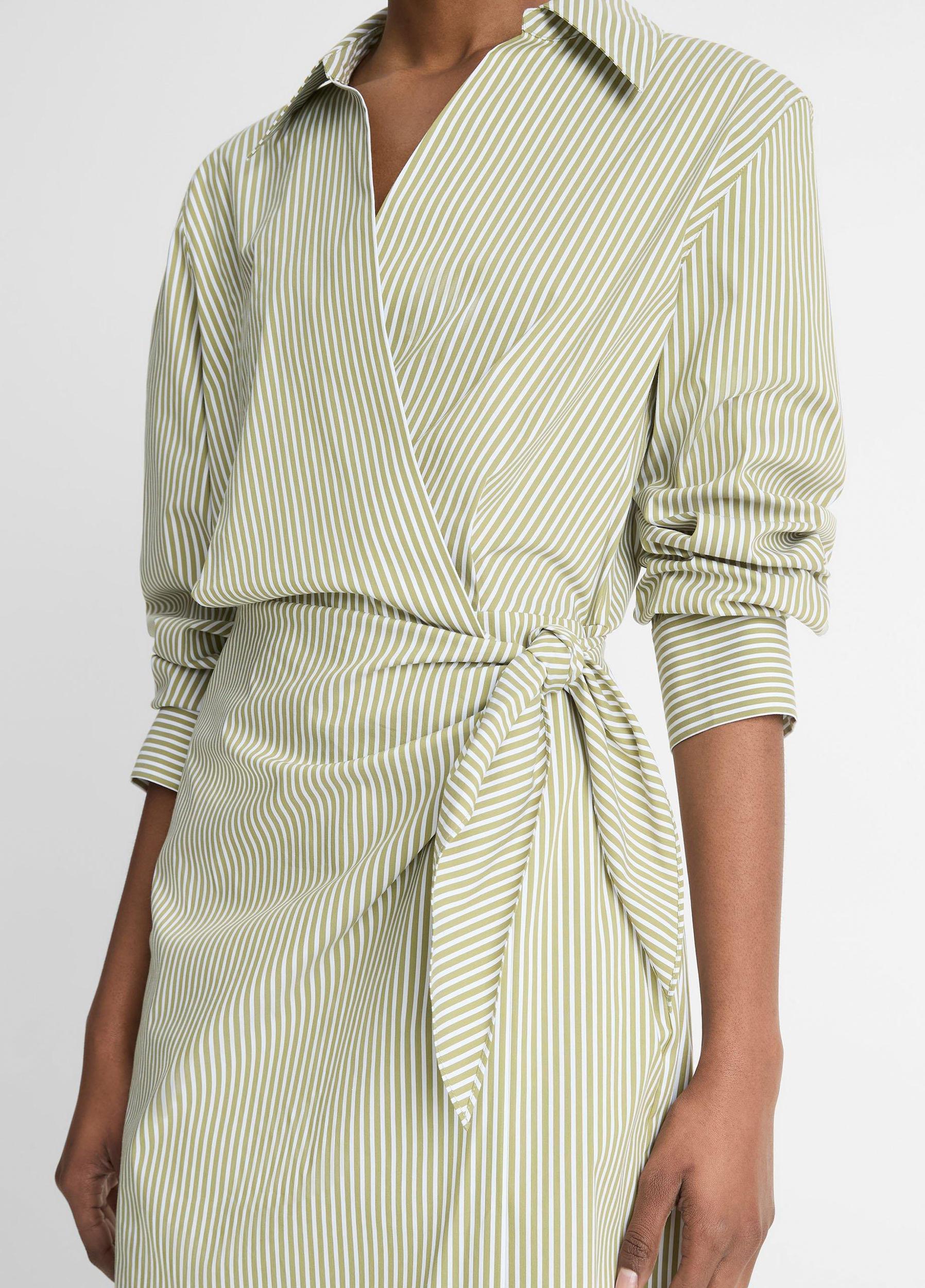 Furrow Stripe Cotton-Blend Wrap Dress Product Image