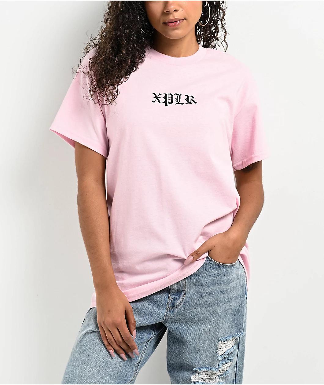 XPLR Rose Pentagram Pink T-Shirt Product Image