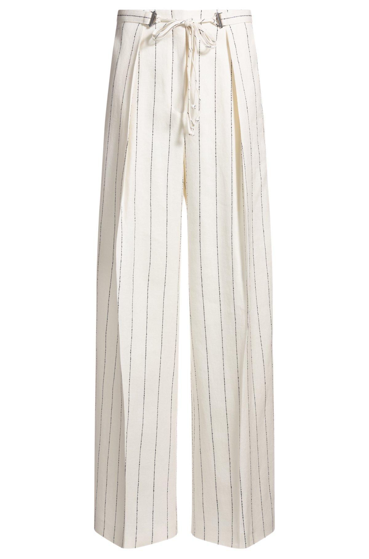 Loose-fit suit trousers in striped linen-blend bouclé Product Image